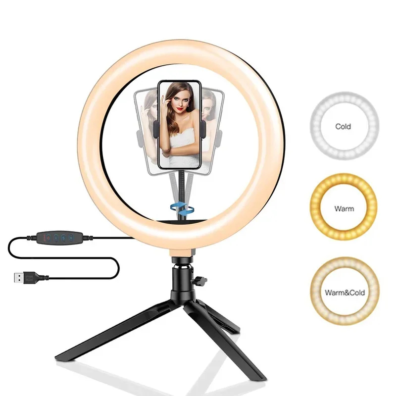 Photography Lighting Set - Dimmable26cm LED Ring Light Kit with