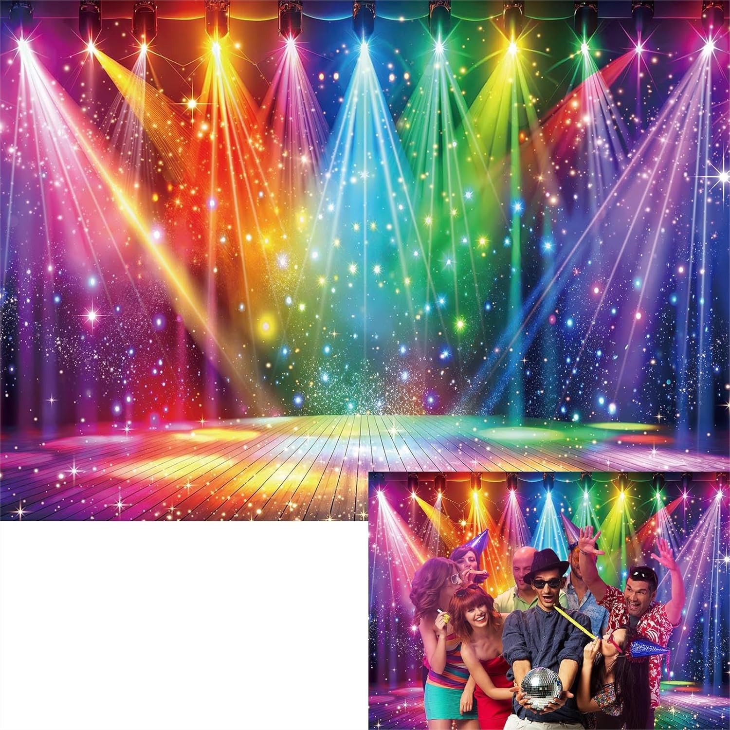 Photography Lighting Color - Disco Backdrop 7x5FT Colorful Stage Music