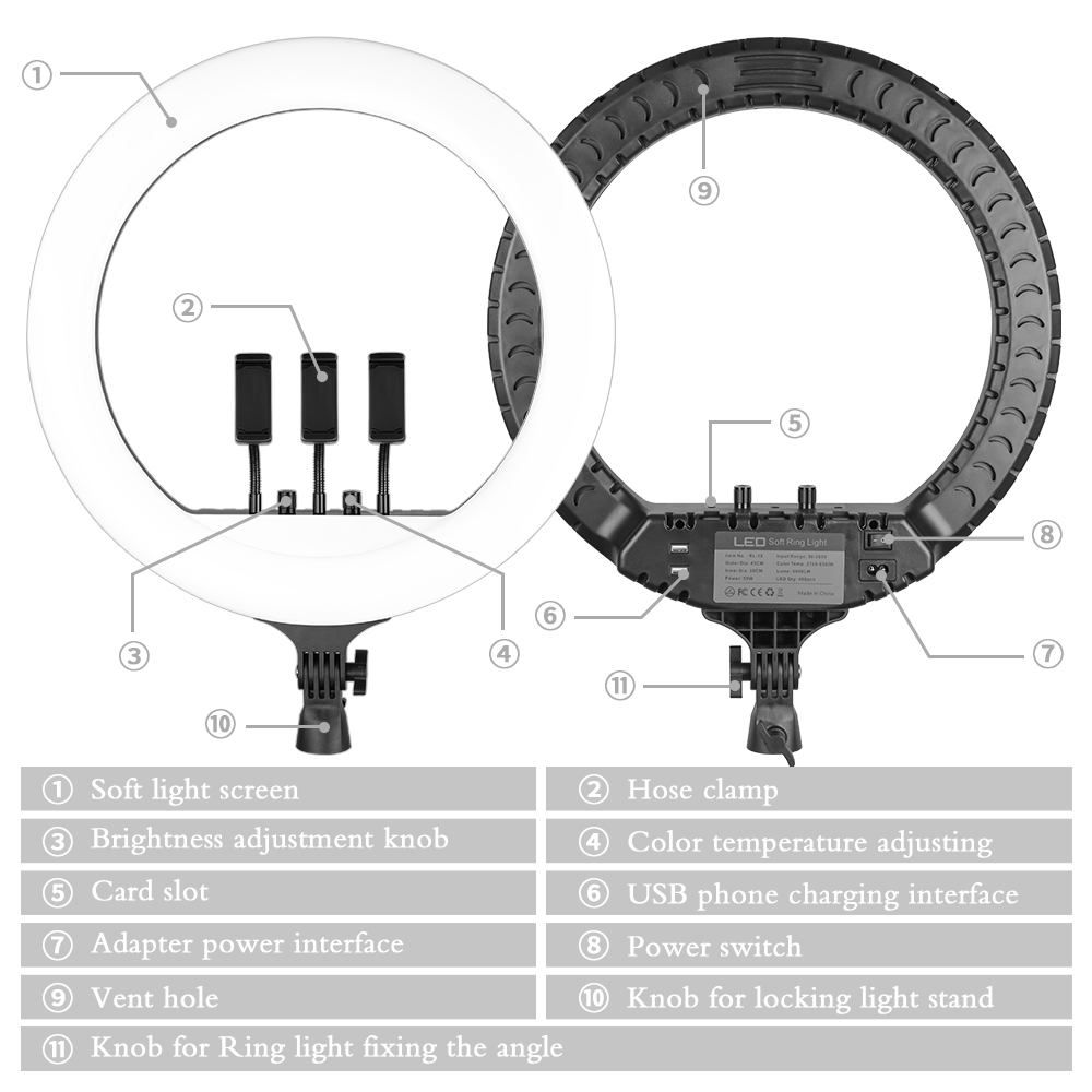 SH 18 Inch Knob Ring Light LED - Led Ring Light 18 ulasan dan harga