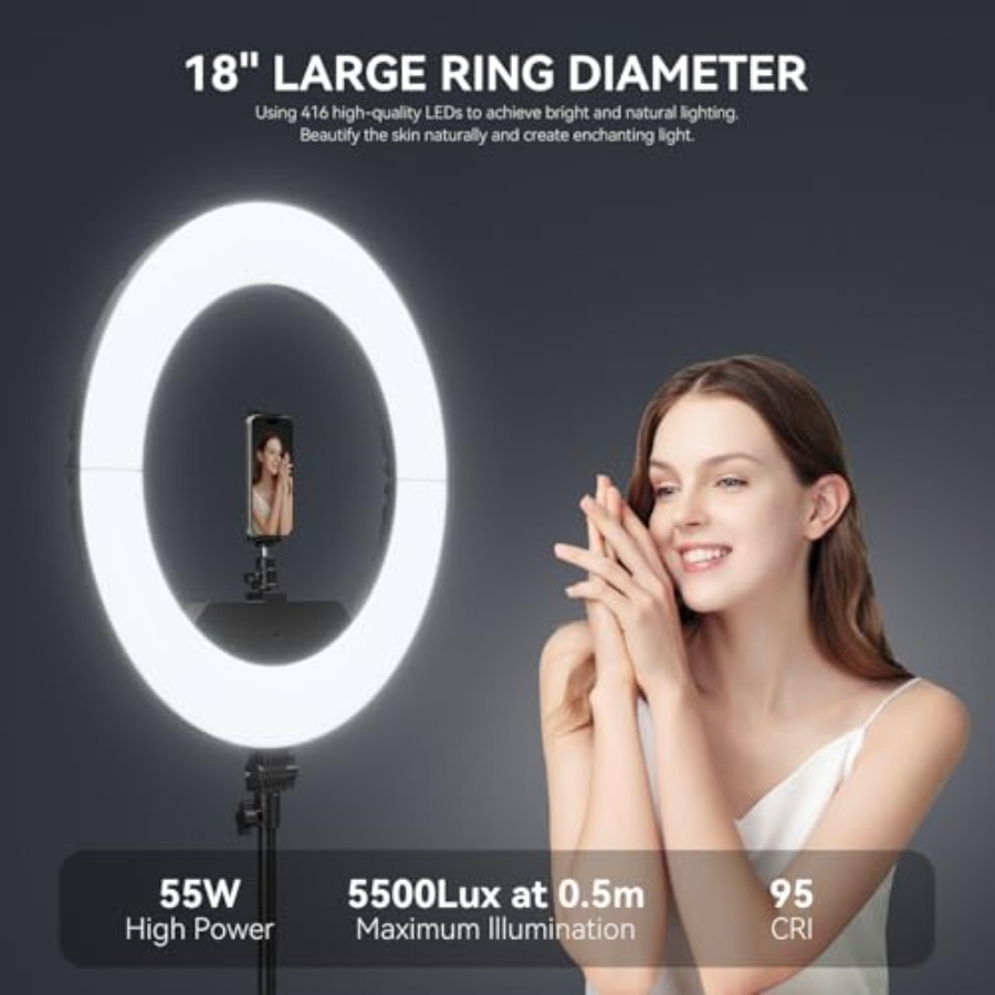 18 Inch Ring Light Kit, 55W670 - Led Ring Light 18 ulasan dan harga