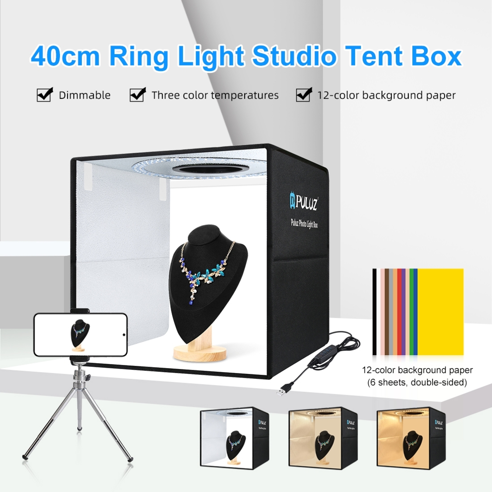 PULUZ 40cm Folding Portable Ri - Photography Lighting Case ulasan dan harga