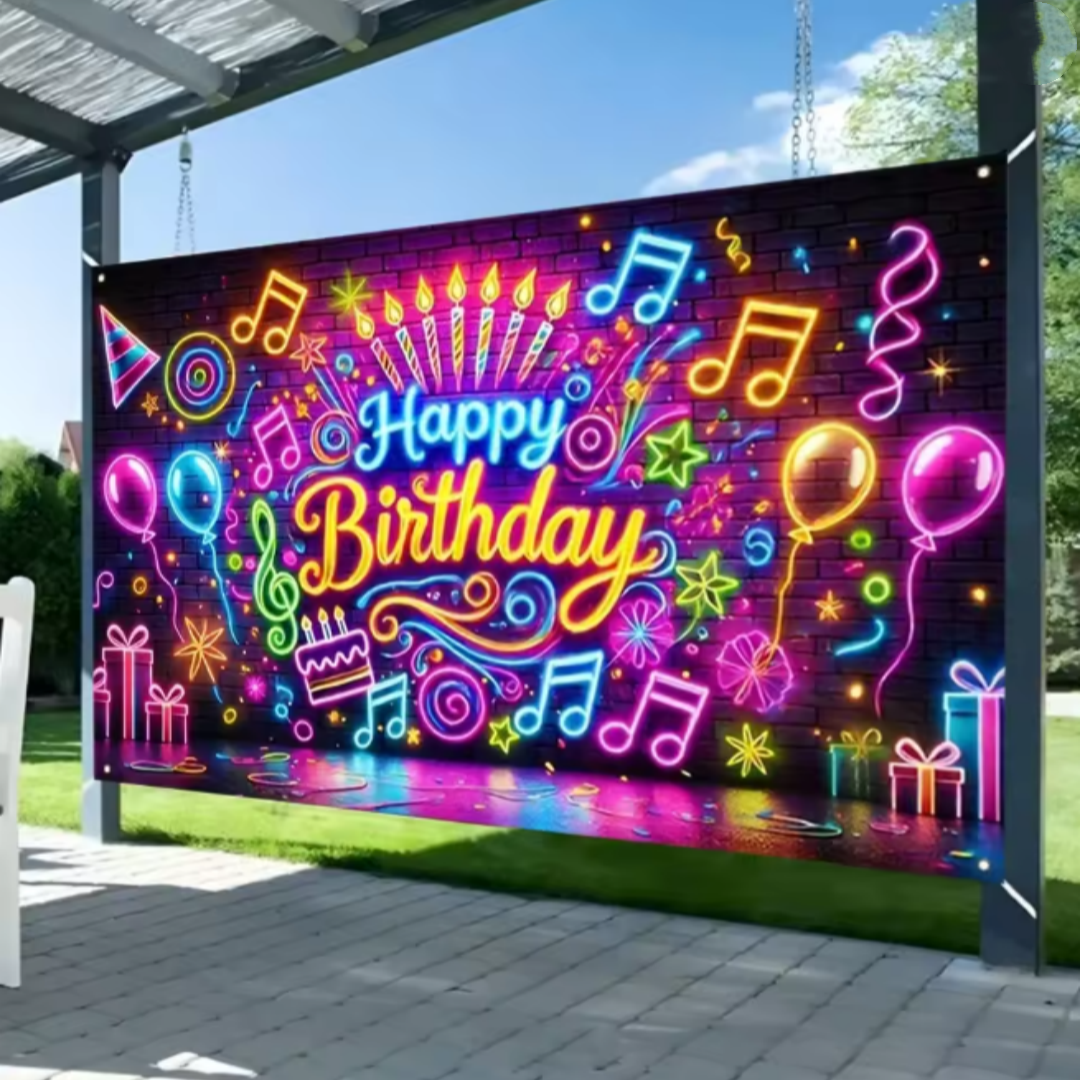Glitter Neon Music Theme Backg - Photography Lighting And Backdrop ulasan dan harga