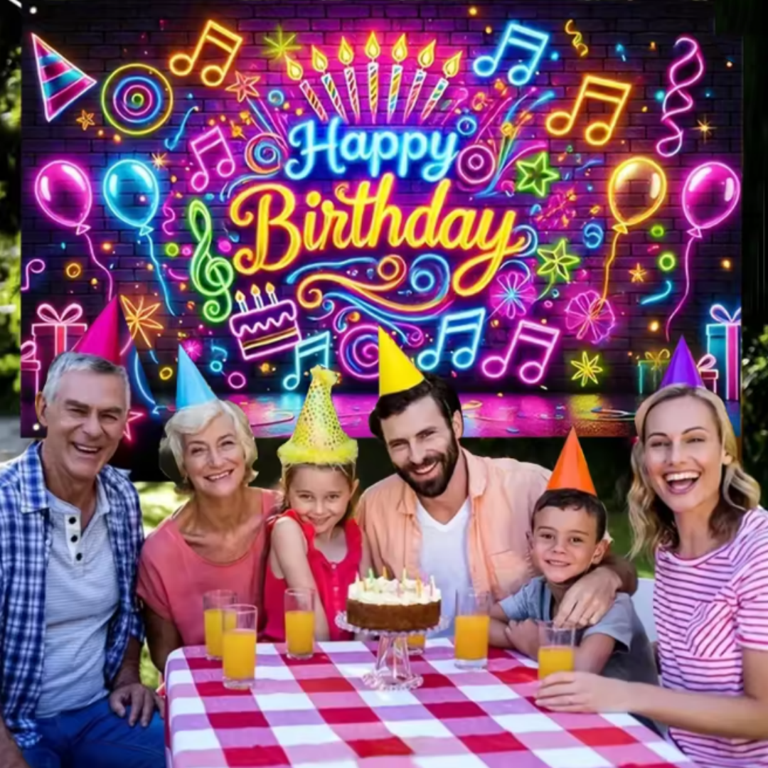 Glitter Neon Music Theme Backg - Photography Lighting And Backdrop ulasan dan harga
