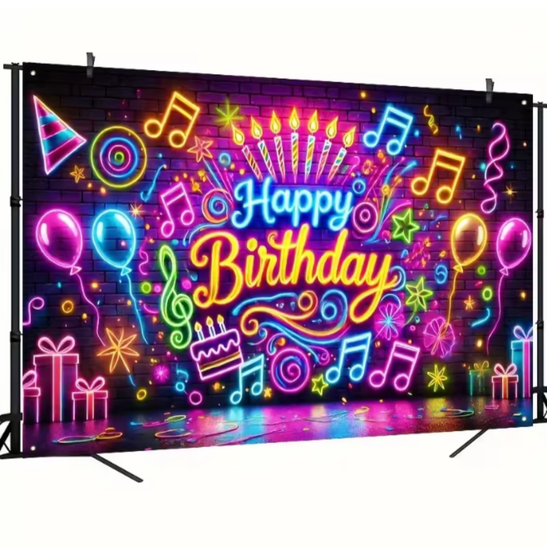 Glitter Neon Music Theme Backg - Photography Lighting And Backdrop ulasan dan harga