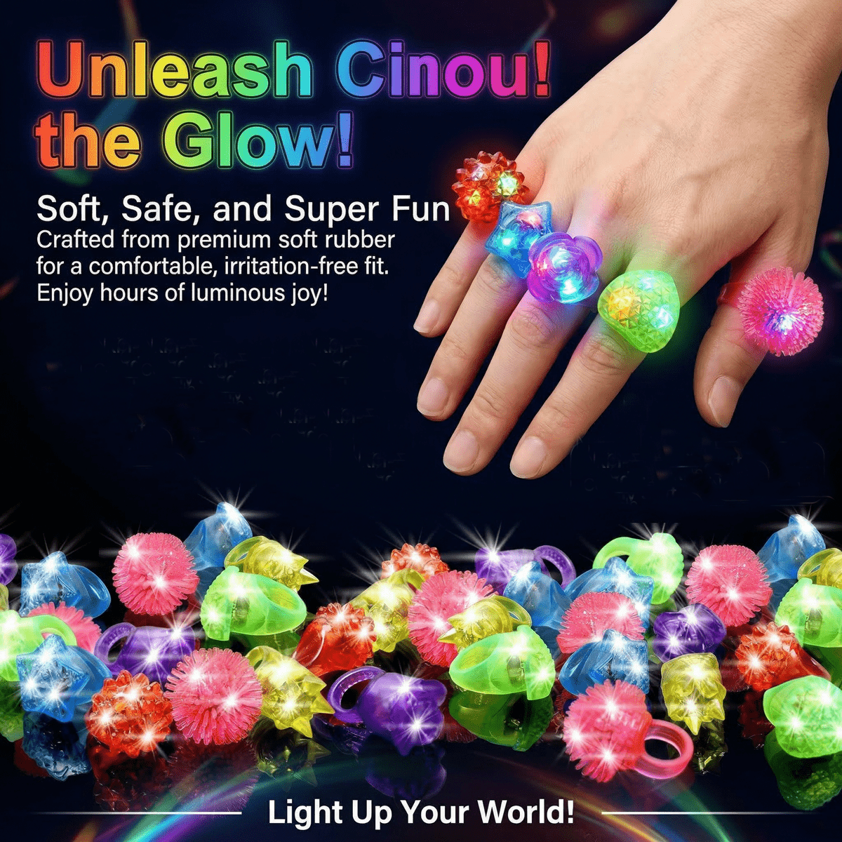 10Pcs LED Light Up Jelly Rings - Led Ring Light 18 ulasan dan harga