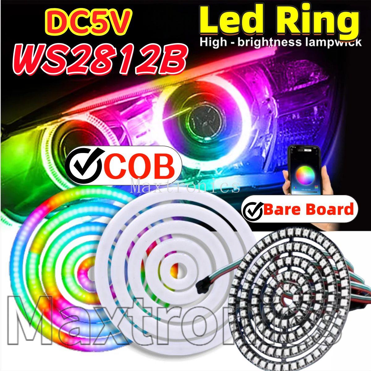 WS2812B FCOB RGB Led Ring 18/3 - Led Ring Light 18 ulasan dan harga
