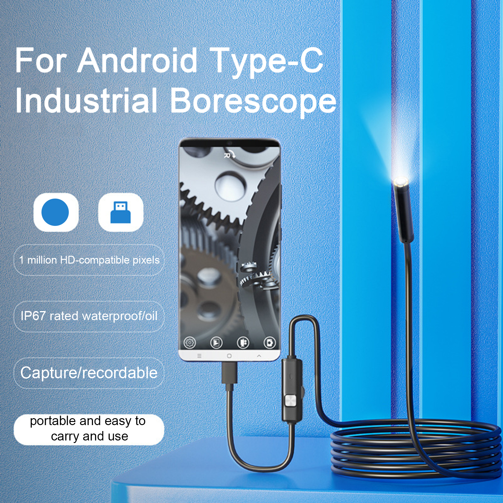 Type-c 5.5/7mm Endoscope Scope - Photography Lighting Diagram ulasan dan harga